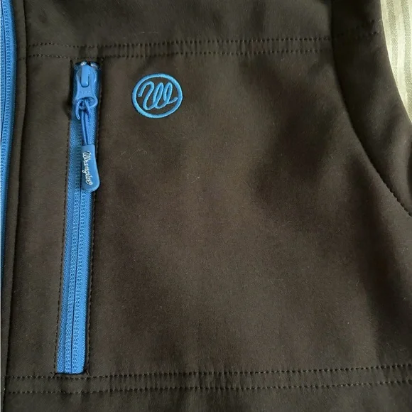 Wrangler Water Repellent Trail Vest Mens Size Large Blue/Black Full Zip MJK018X - Picture 2 of 8